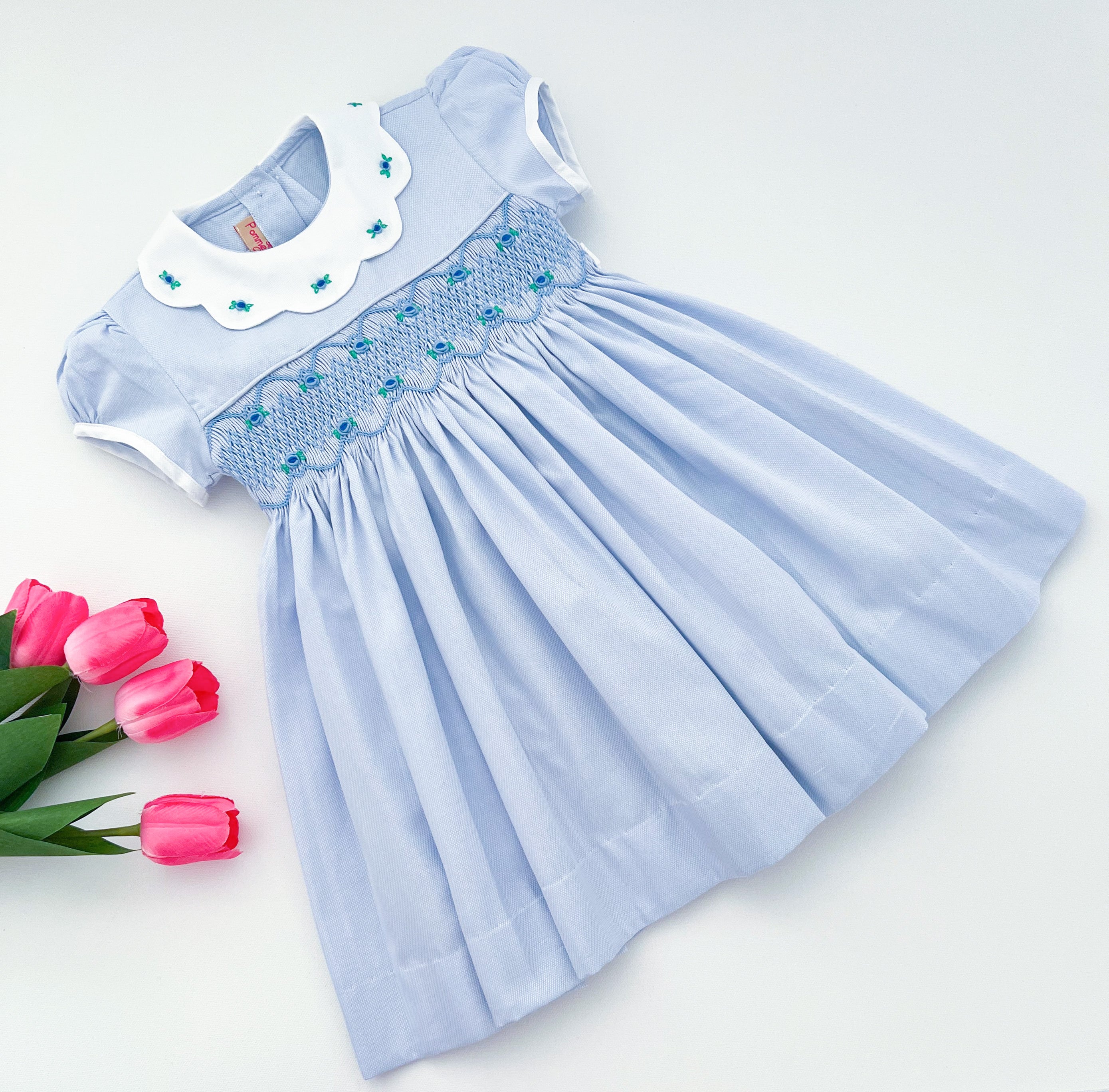 The hand smocked GRACE dress - in blue