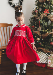 ** SECONDS SALE** The hand smocked CHLOE dress - Red