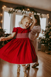 ** SECONDS SALE ** The hand smocked LUDIVINE dress - Red