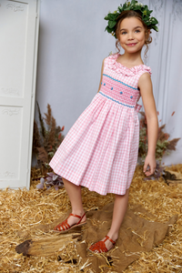** SECONDS SALE ** The hand smocked ROSALIE dress - Pink Vichy