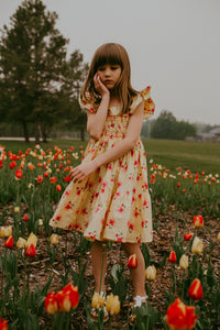 The hand smocked FIONA dress - Floral Yellow