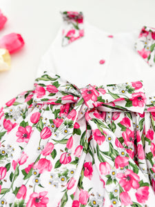 ** SECONDS SALE ** The hand embroidered ALMA dress - Floral fuschia