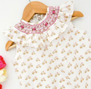 ** SECONDS SALE ** The hand smocked CLARA dress with bicycles prints