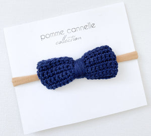 Hand knitted hair bow - Navy