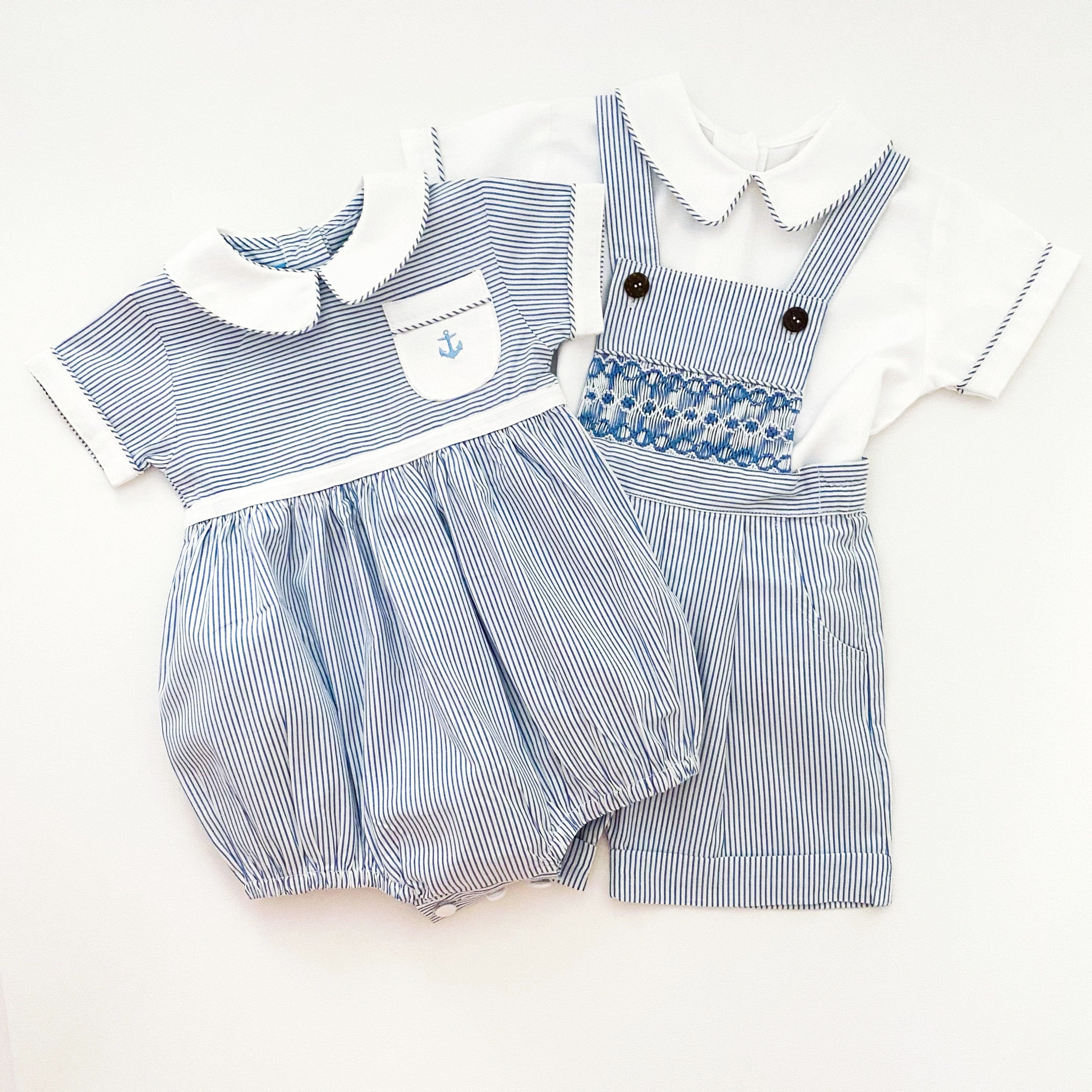 The hand smocked JOSEPH - Blue