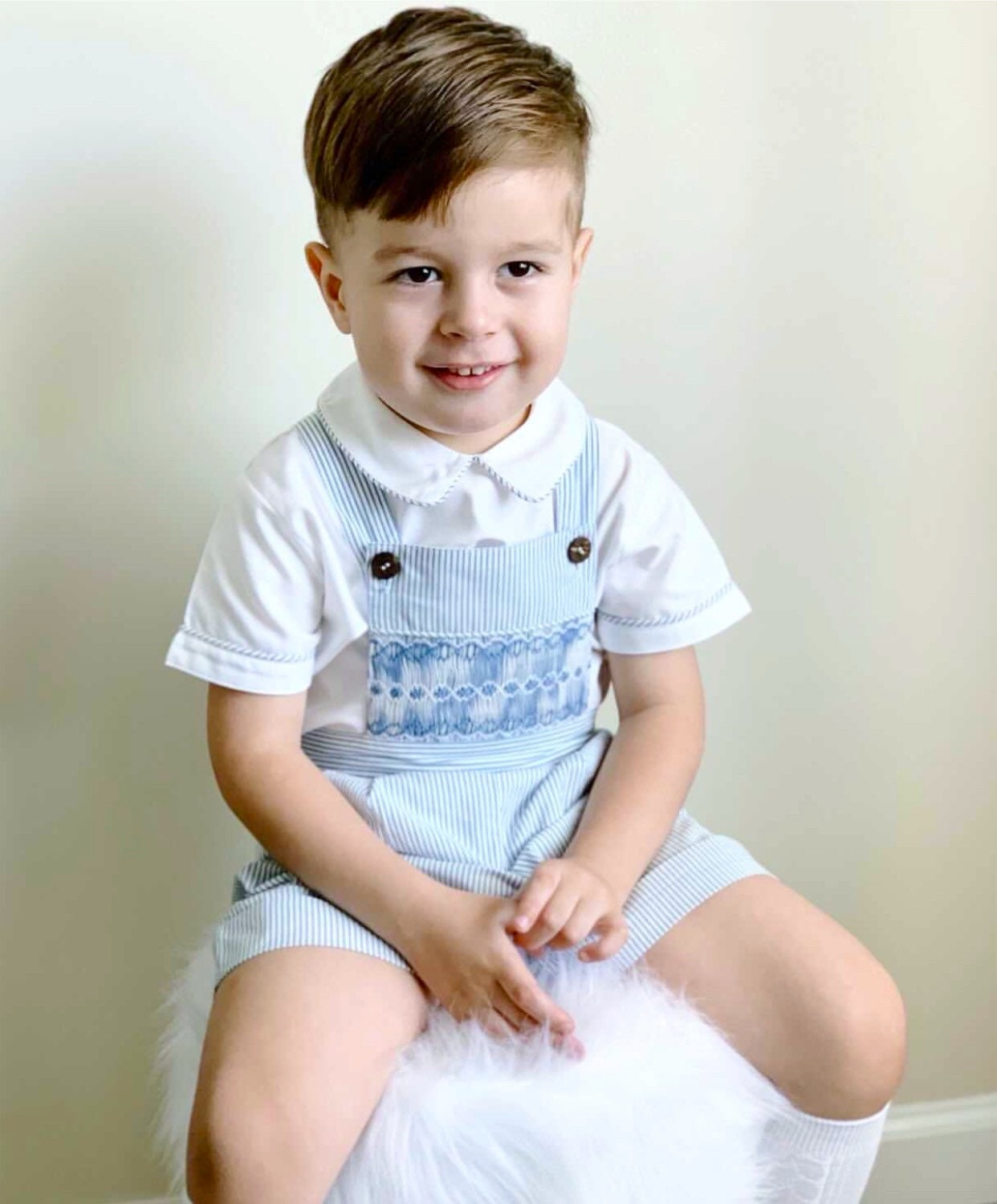 The hand smocked JOSEPH - Blue