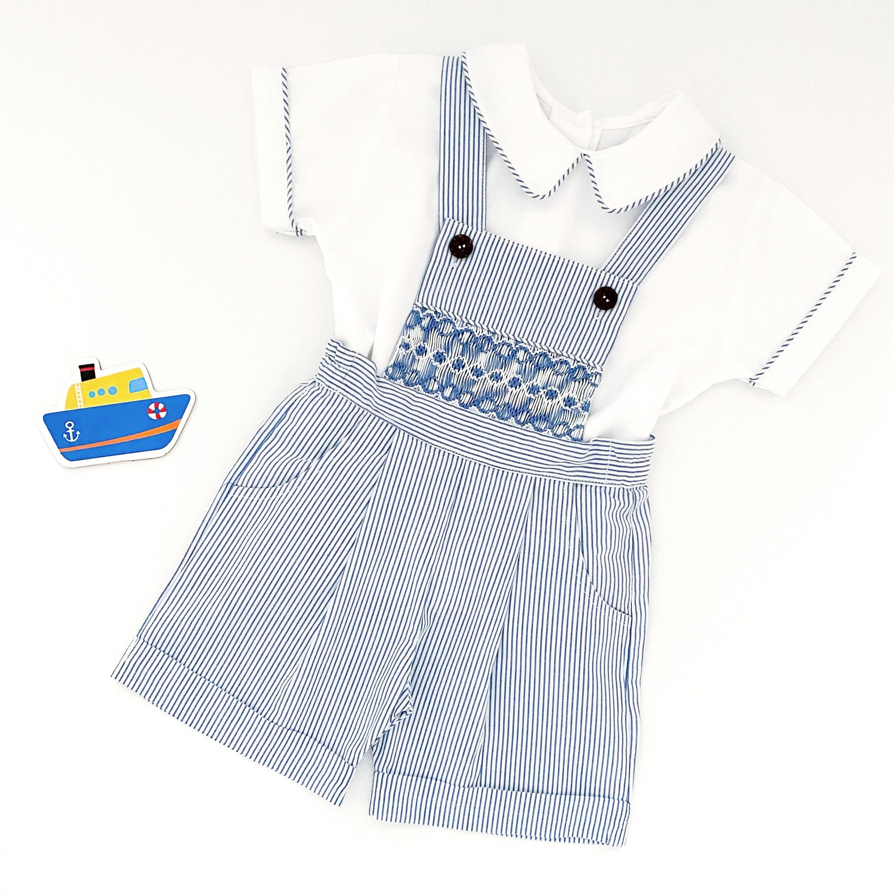 The hand smocked JOSEPH - Blue
