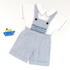 The hand smocked JOSEPH - Blue