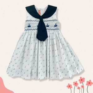 The hand smocked TESSA dress - Sailor