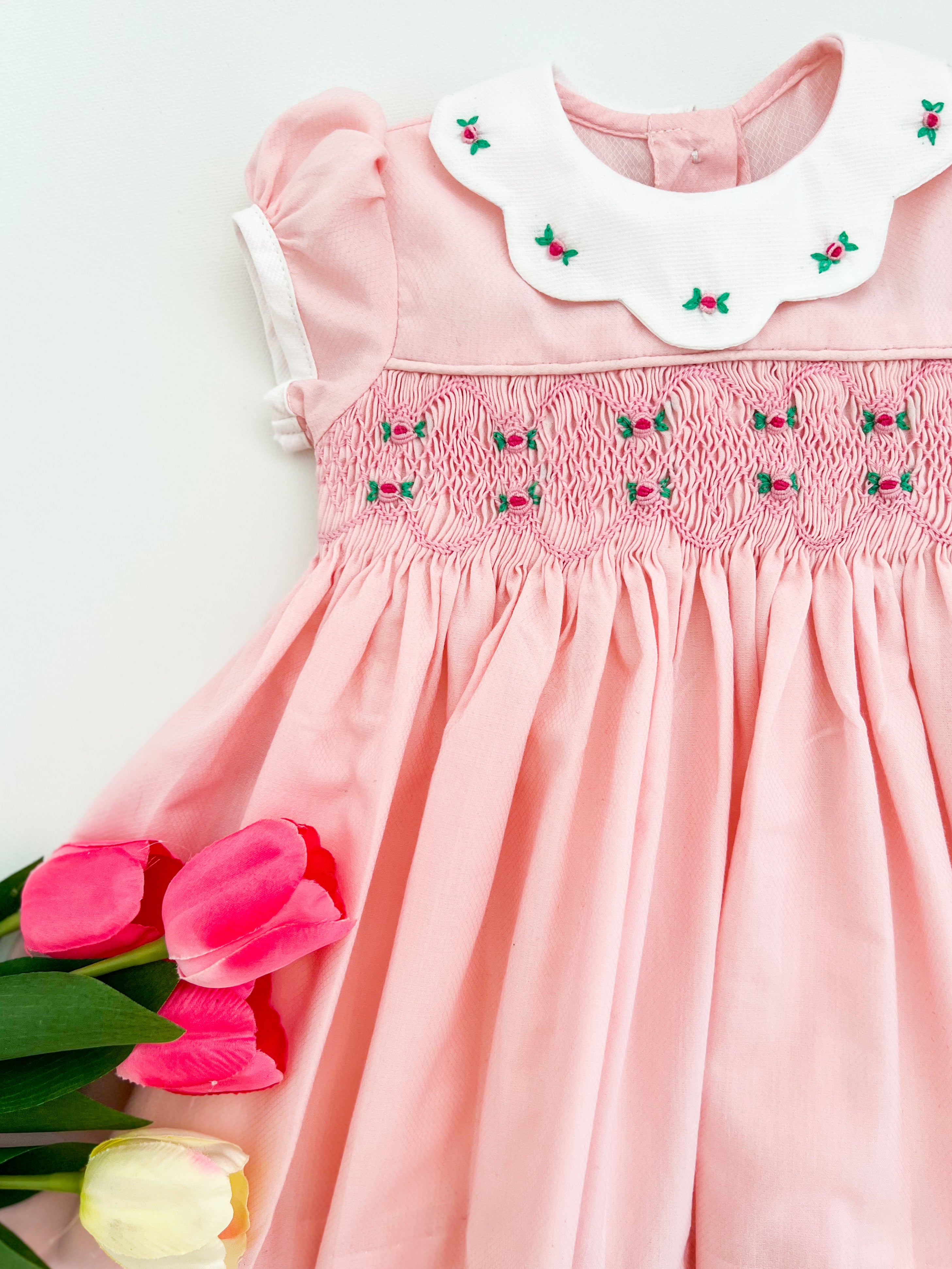 The hand smocked GRACE dress - Pink