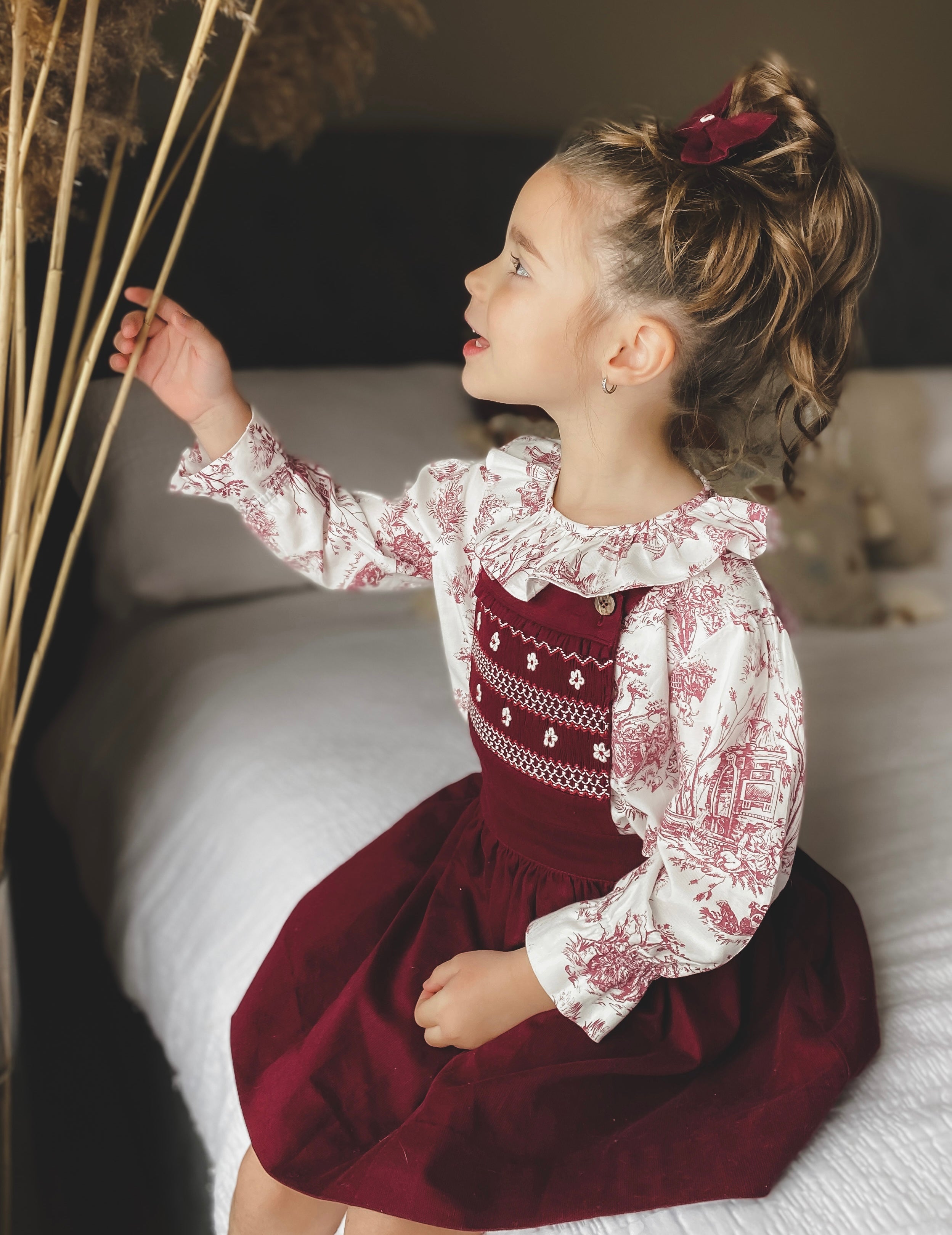 The hand smocked JOSEPHINA set - Toile de jouy