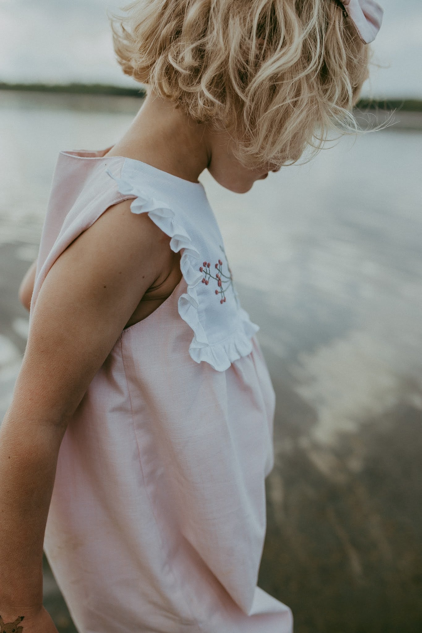 *SECONDS SALE* The hand embroidered ALICIA dress - in light pink