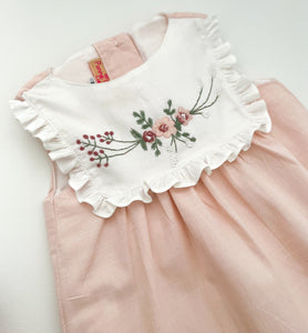 *SECONDS SALE* The hand embroidered ALICIA dress - in light pink