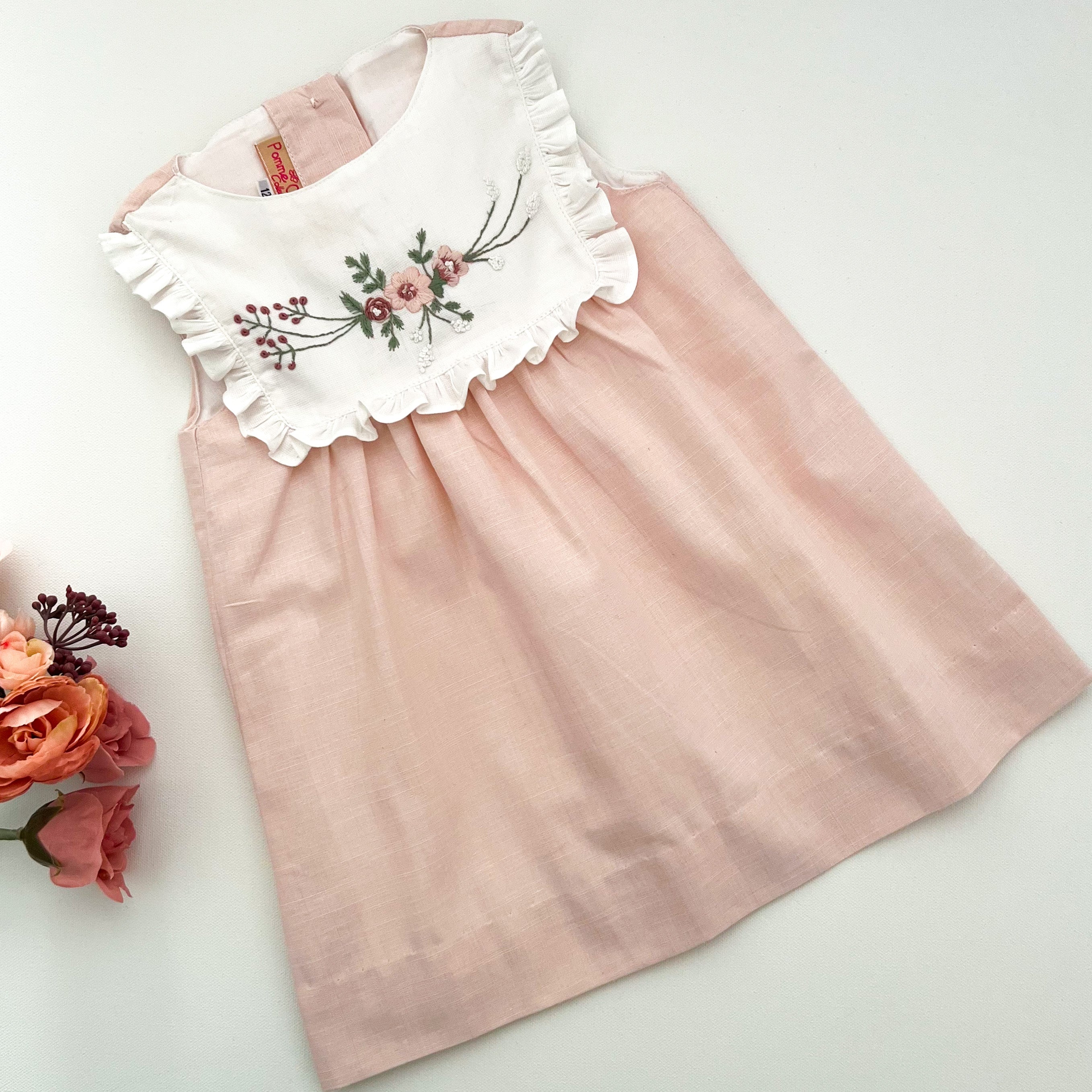 *SECONDS SALE* The hand embroidered ALICIA dress - in light pink