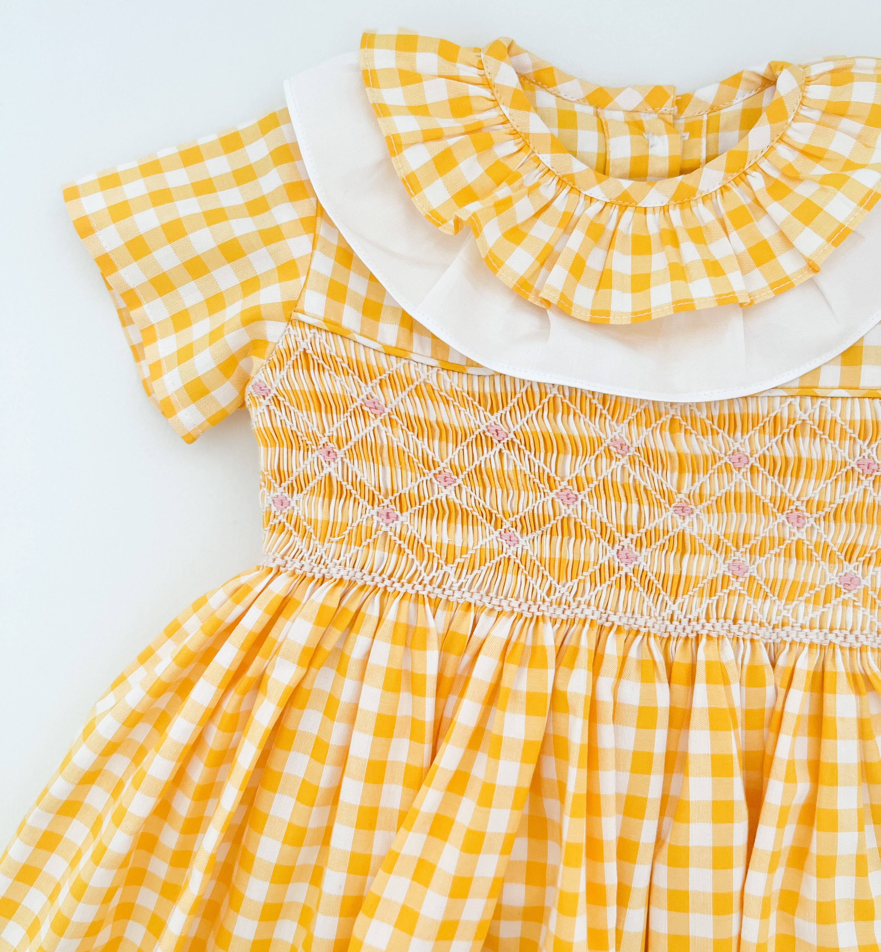 The hand smocked SELAH dress - Gingham Yellow 