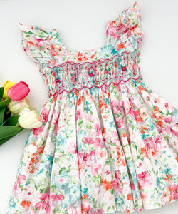 ** SOLD OUT ** The hand smocked FIONA dress - Tropical Floral