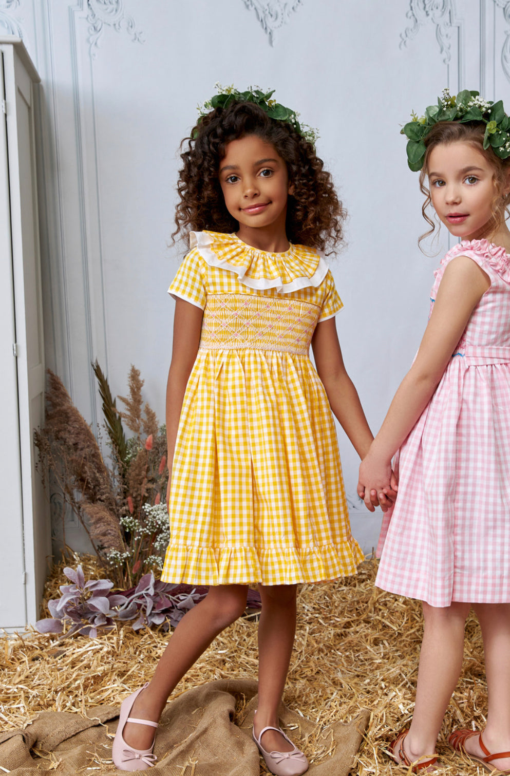 Girls yellow sale gingham dress