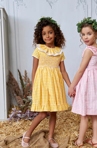 The hand smocked SELAH dress - Gingham Yellow 