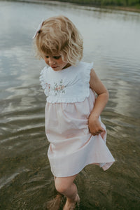 *SECONDS SALE* The hand embroidered ALICIA dress - in light pink