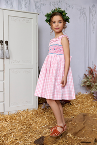 The hand smocked ROSALIE dress - Pink Vichy