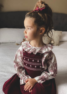 The hand smocked JOSEPHINA set - Toile de jouy