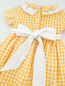 The hand smocked SELAH dress - Gingham Yellow 