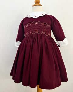 *SOLD OUT* The hand smocked GRACE dress - Piqué Burgundy