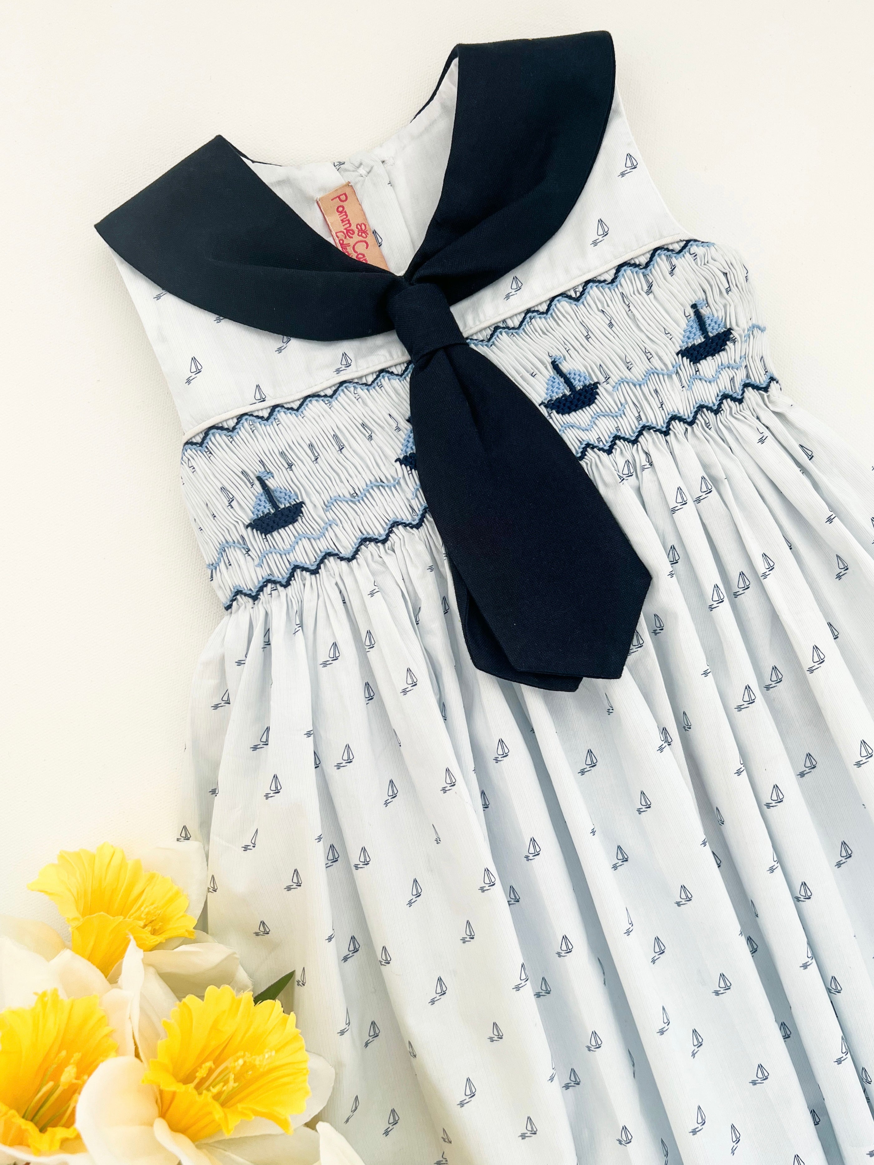 The hand smocked TESSA dress - Sailor