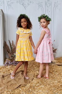 The hand smocked ROSALIE dress - Pink Vichy