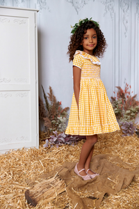 The hand smocked SELAH dress - Gingham Yellow 