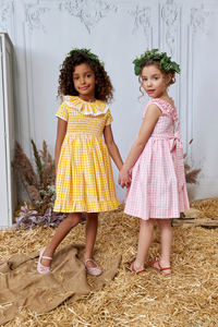 The hand smocked SELAH dress - Gingham Yellow 