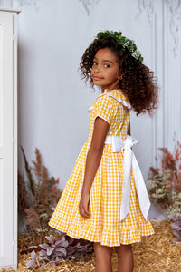 The hand smocked SELAH dress - Gingham Yellow 